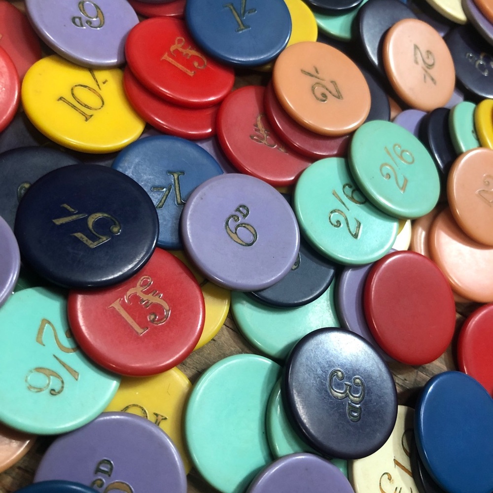 Vintage Lot of English Pre Decimal Plastic Game Tokens Chips
